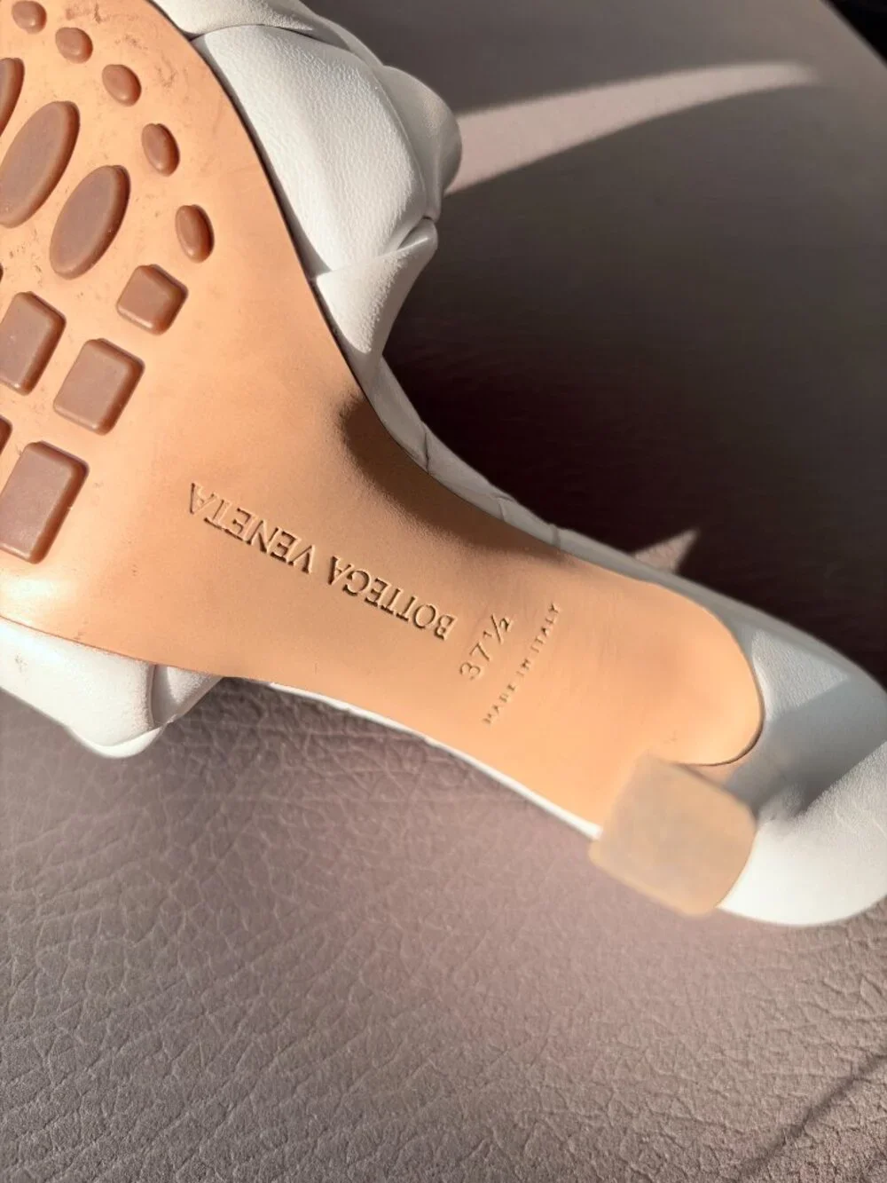 Bottega Veneta White Intrecciato Lido Heeled Sandals